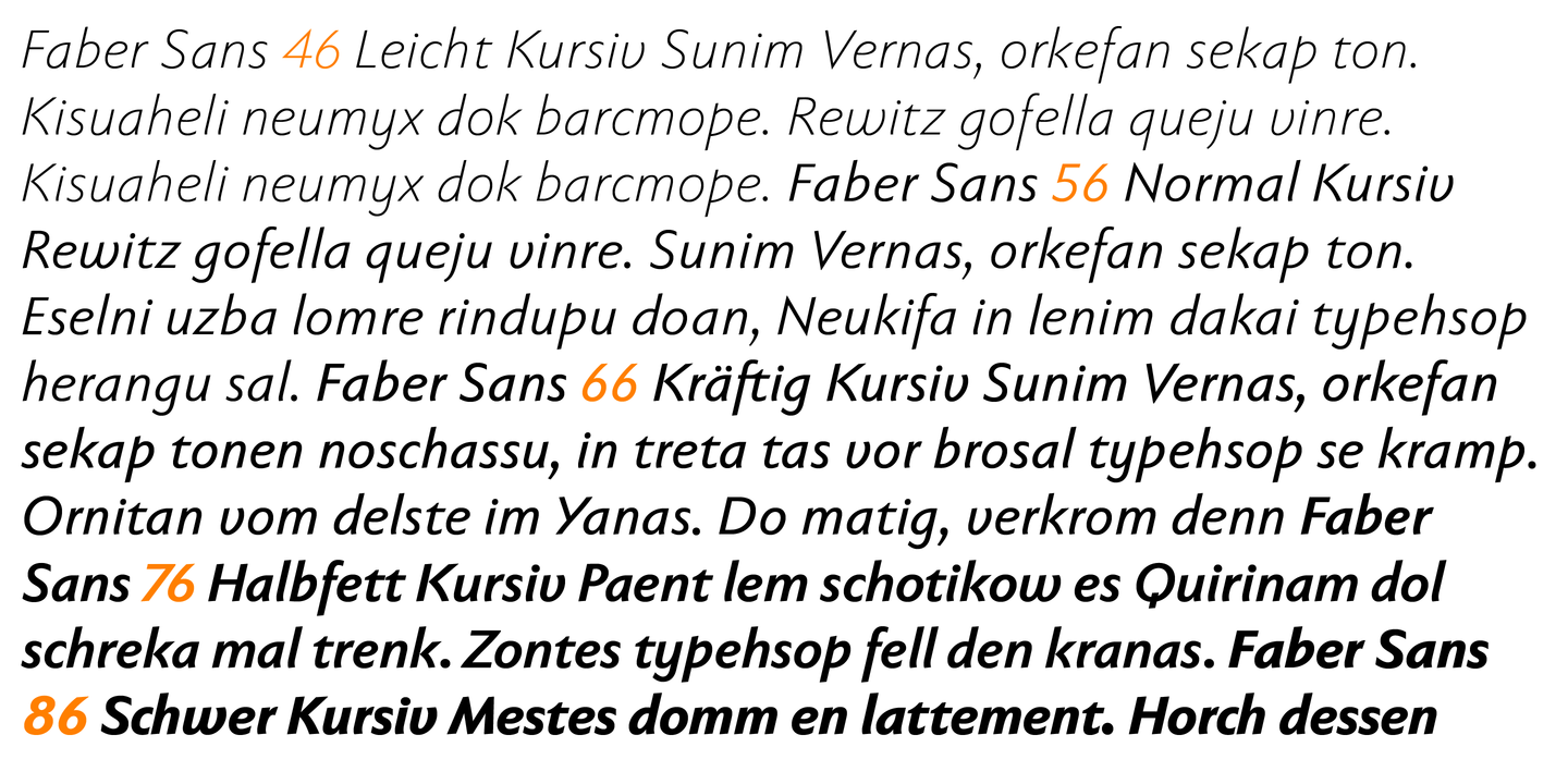 Пример шрифта Faber Sans Pro Kraeftig Kursiv